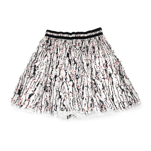 CARVEN Georgette A-Line Mini Skirt High Waist White Black - Picture 3 of 6